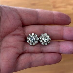 Elegant Silver Crystal Stud Earrings
